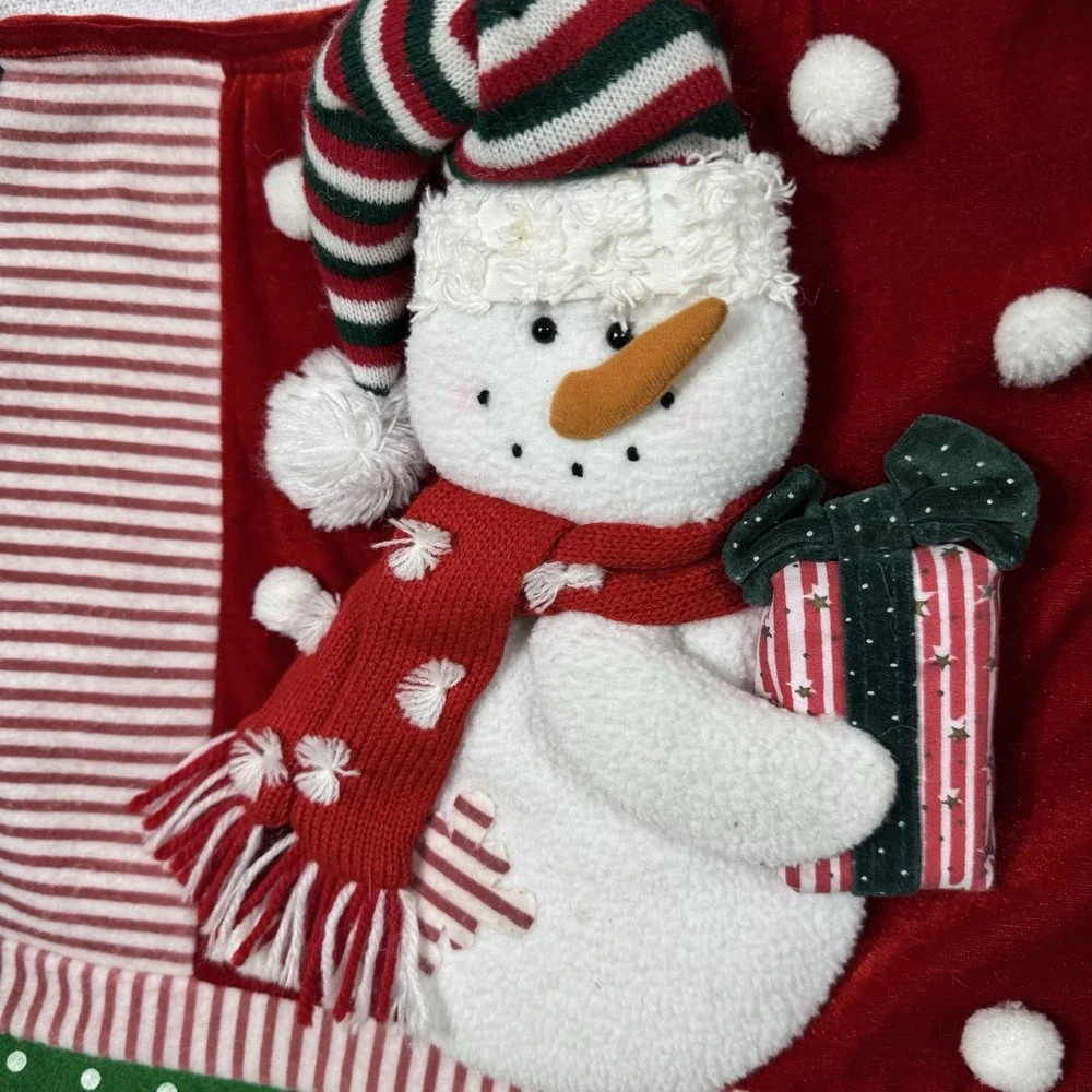 Christmas Red Fleece Hand Bag Purse‎ Tote with Snowman Polka Dot Handle Strap
